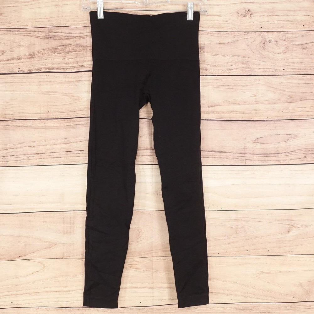 SPANX Leggings Womens M Black Knit Compression Shaping Pull On Slim Skinny